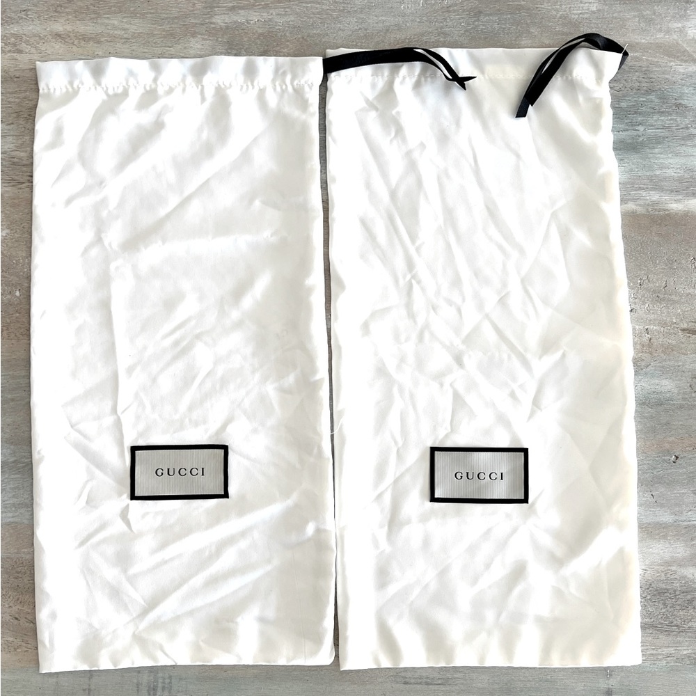 2 Gucci Dust Bag Pouch SHOES ACCESSORIES Ivory Black & AUTHENTIC 2 S M EUC